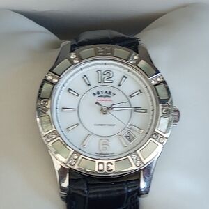 Vintage Rotary Chronospeed Women's Inlayed Mother Of Pearl & Crystal Bezel Watch